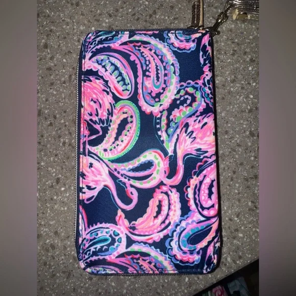 Lilly Pulitzer Pink and Blue Paisley Phone Wristlet - Picture 2 of 4